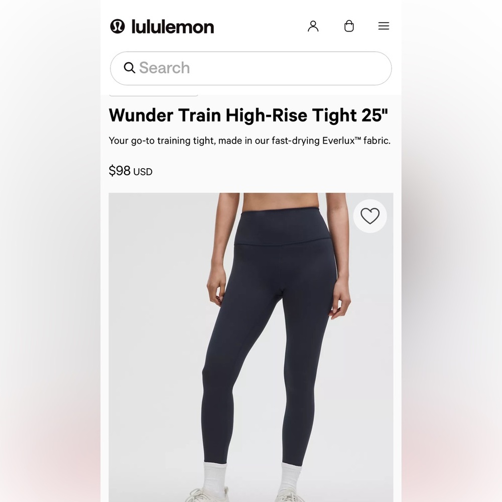 Lululemon navy
Wunder Train high rise tight
25 inch